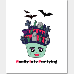 Cute and creepy Halloween RIP cup cake - Really Into Partying Posters and Art